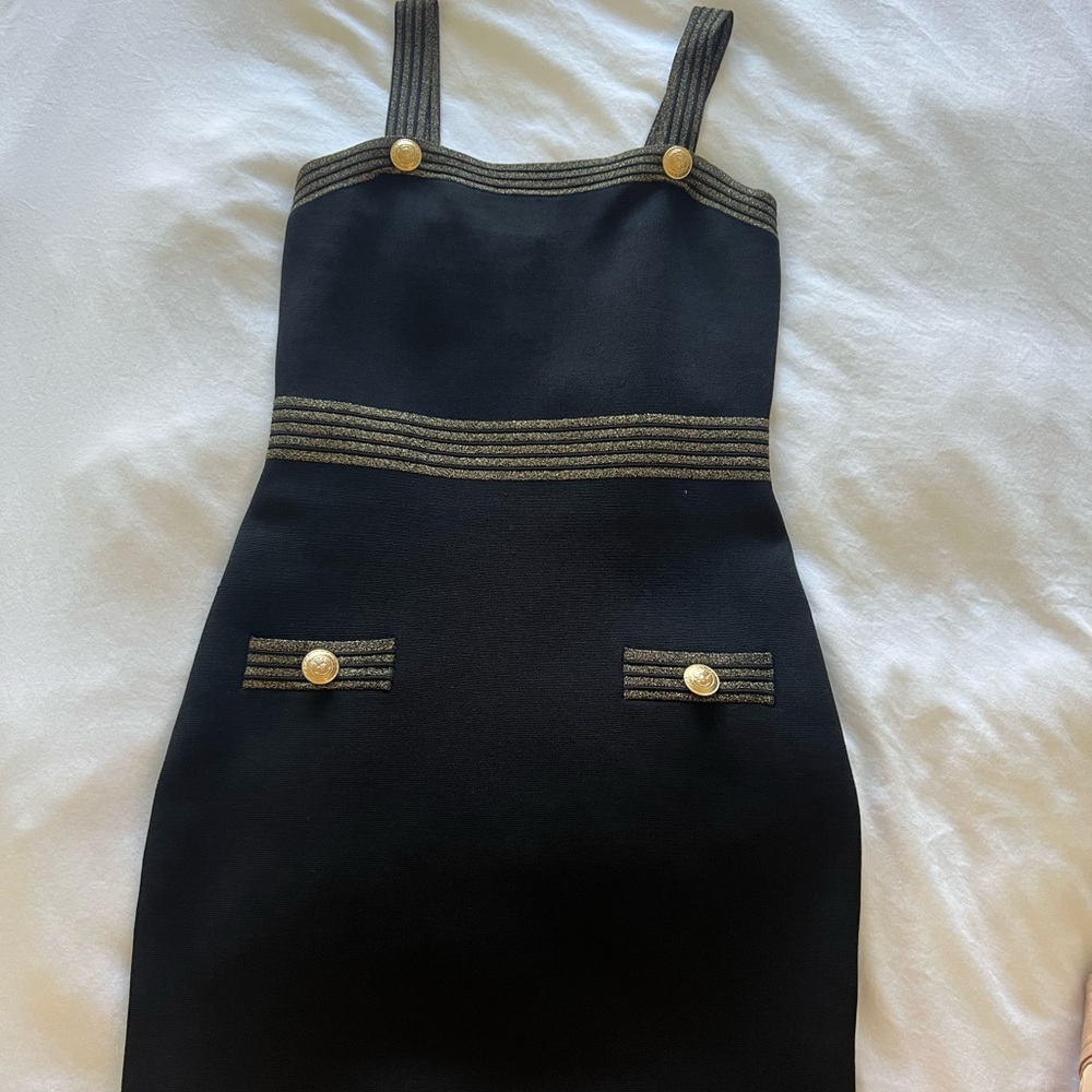 L’AGENCE Aiden Button Detail Metallic Mini Dress